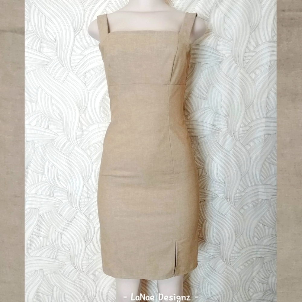 Tan Demin Fitted Dress